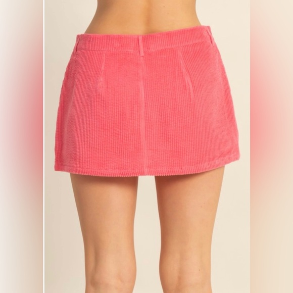 Women's Pink Corduroy Mini Skort - Picture 3 of 5